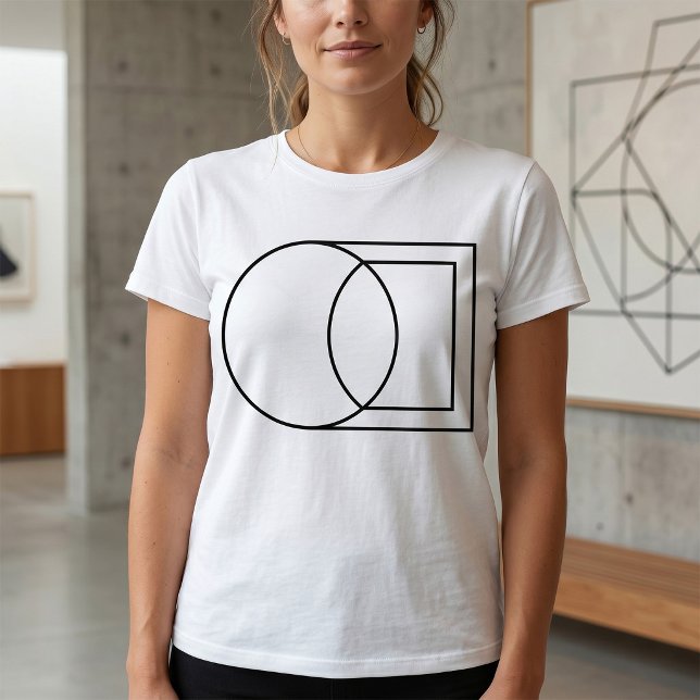 Camiseta Arte Moderna de Círculo Quadrado Abstrato (Criador carregado)