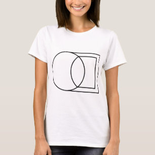 Camiseta Arte Moderna de Círculo Quadrado Abstrato