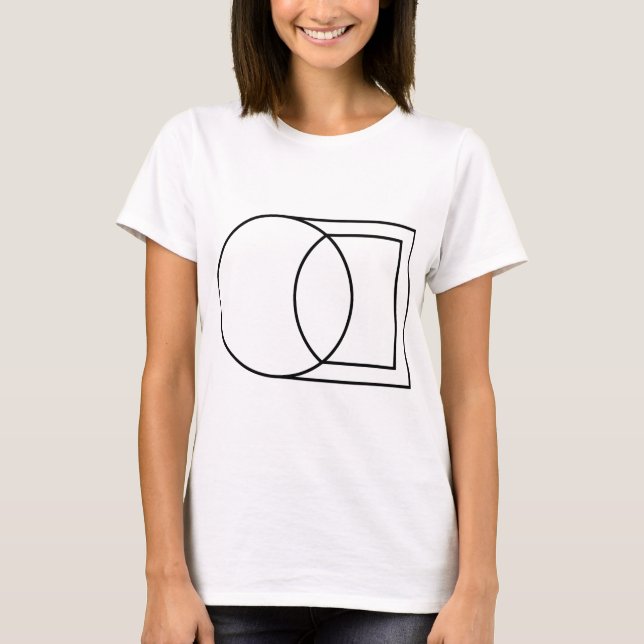 Camiseta Arte Moderna de Círculo Quadrado Abstrato (Frente)