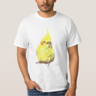 Camiseta Arte Moderna de Cockatiel Amarelo Realista