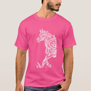 Camiseta Arte monocromática com cavalos, Arte com pasto