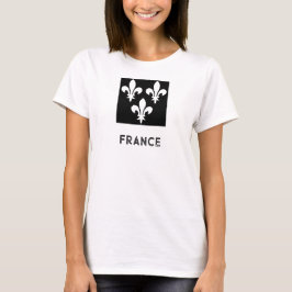 Camiseta Arte Monocromática de Impressão Heráldica da Franç