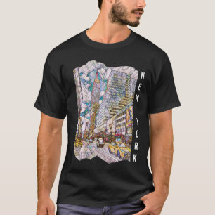 Camiseta Arte Mosaico Estético da Cidade de Nova York