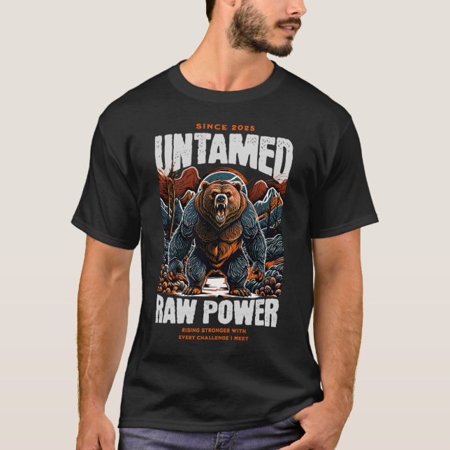 Camiseta Arte Motivacional de Urso Único e Poderoso  (Frente)