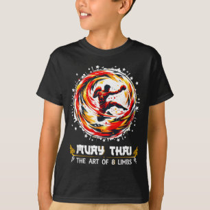 Camiseta Arte Muay Thai de Oito Membros Boxe Tailandês MMA