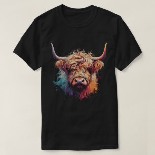 Camiseta Arte Natural Colorida de Vaca do Planalto Natural