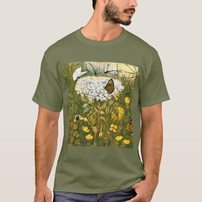 Camiseta Arte Neerlandesa Nouveau Meadow Wildflower, Borbol (Frente)