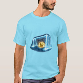 Camiseta Arte Neon de Gol de Futebol Dourado