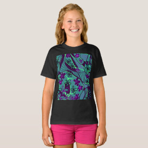 Camiseta Arte Neuro Floral Maximalista - Verde-azulado Roxo