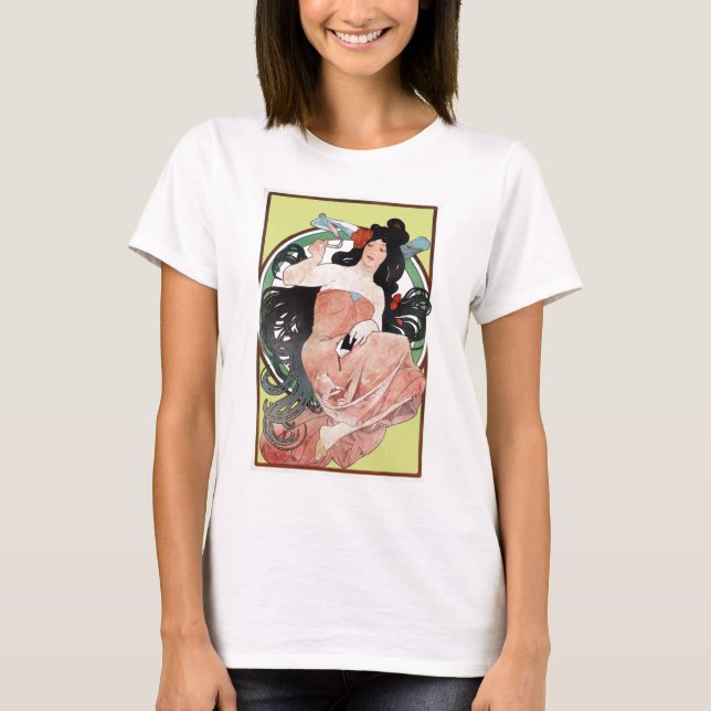 Camiseta Arte Nouveau do Victorian de Alphonse Mucha (Frente)