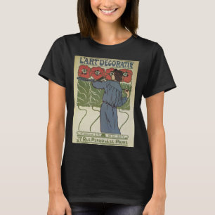 Camiseta Arte Nova Antiga, Artista Pintando Flores de Papou