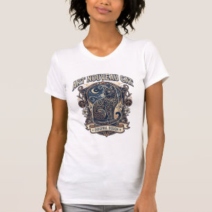 Camiseta Arte Nova Gato Gato Arte Nova Antigo Arte Vetorial