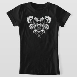 Camiseta Arte Nova Gótica Flor Coração