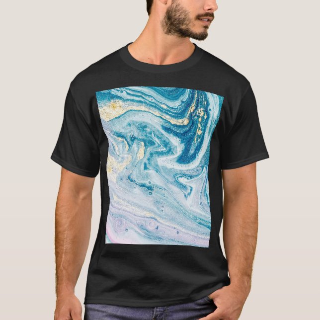 Camiseta Arte Oceânica: Marble Agate Swirls. (Frente)