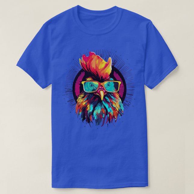 Camiseta Arte Óculos de sol Galinha Presente Frango Engraça (Frente do Design)