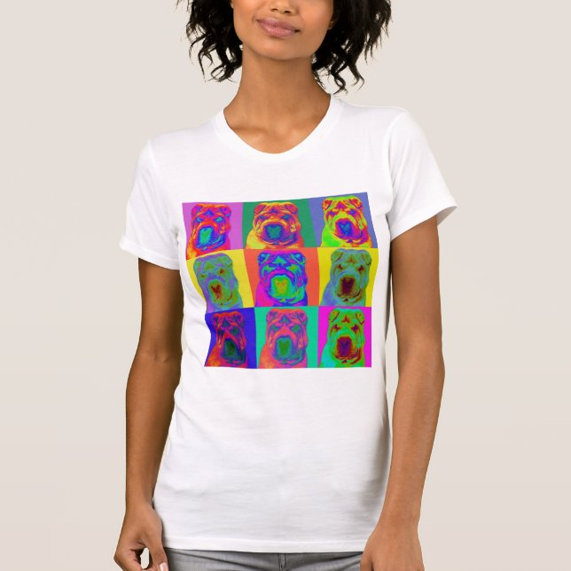 Camiseta Arte Op - chinês Shar Pei (Frente)