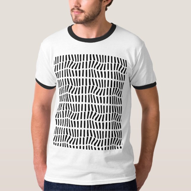 Camiseta arte óptica a preto e branco (Frente)