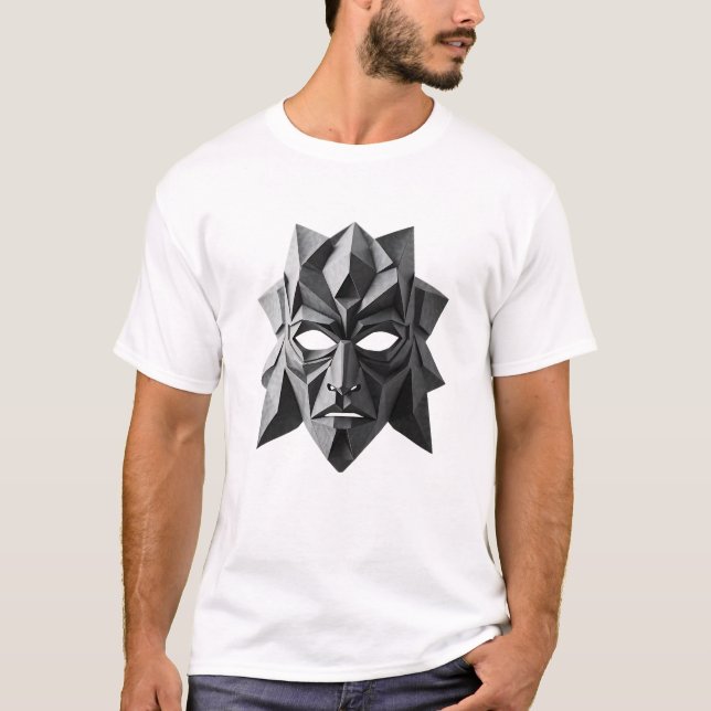 Camiseta Arte Origami de Máscara Tribal (Frente)