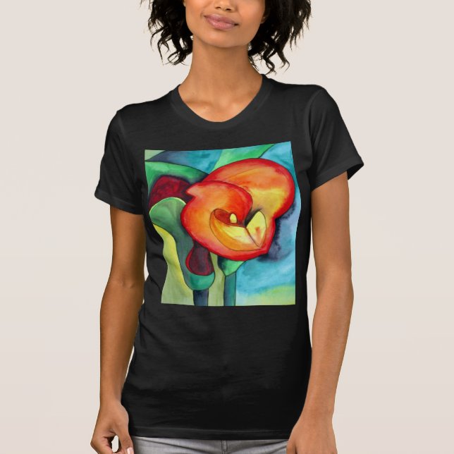Camiseta Arte original alaranjada da aguarela do lírio de (Frente)
