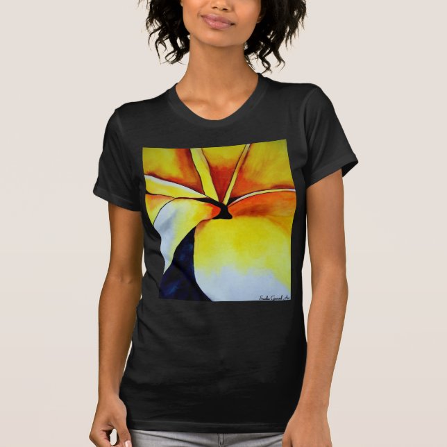Camiseta Arte original da flor Amarelo Tropical (Frente)