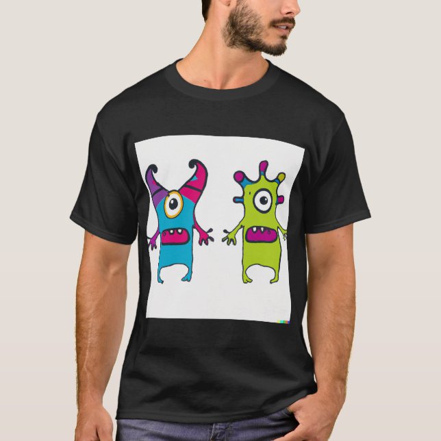 Camiseta Arte Original de Dois Monstros (Frente)