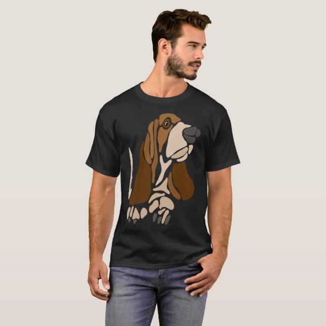 Camiseta Arte original engraçada do cão de Basset Hound (Frente Completa)