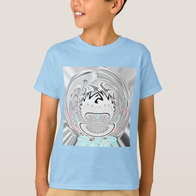 Camiseta Arte Padrão da Flora Abstrato da Cinza Urbana Mode (Frente)