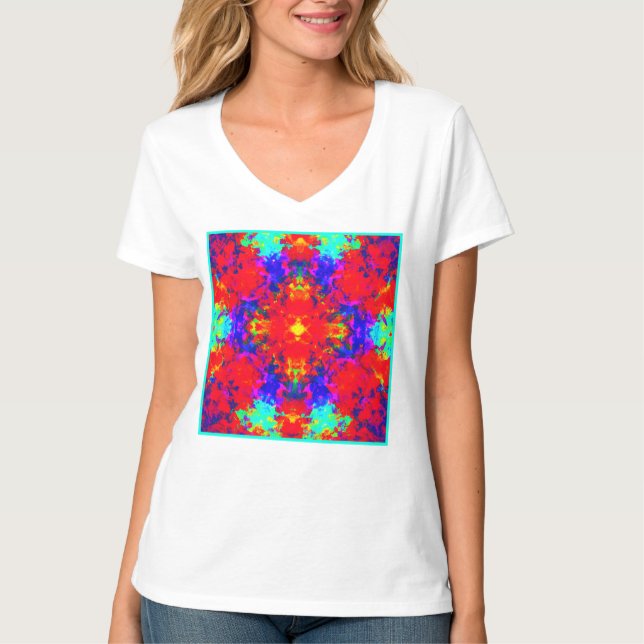 Camiseta Arte Padrão de Cores Brilhantes Vibrantes (Frente)