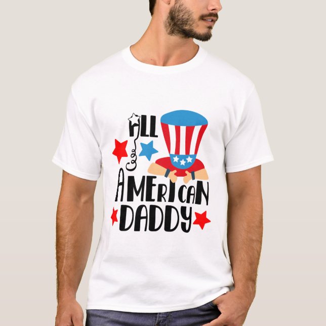 Camiseta Arte Pai Americana Patriótica (Frente)