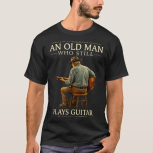 Camiseta Arte para Tocador de Violão Acústico de 70 Anos