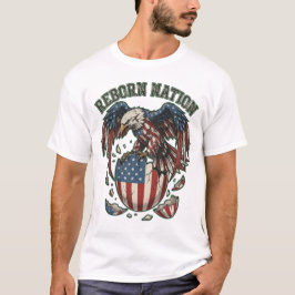 Camiseta Arte Patriótica da Águia Americana da Nação Reborn