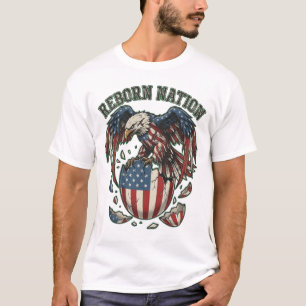 Camiseta Arte Patriótica da Águia Americana da Nação Reborn