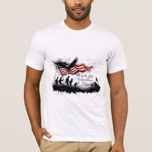 Camiseta Arte Patriótica de 4 de Julho com Bandeira e Solda