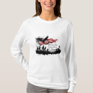 Camiseta Arte Patriótica de 4 de Julho com Bandeira e Solda