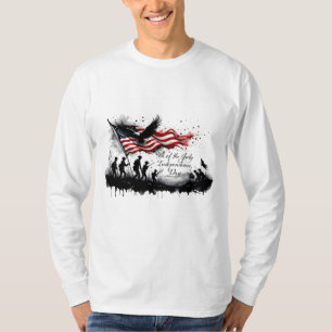 Camiseta Arte Patriótica de 4 de Julho com Bandeira e Solda