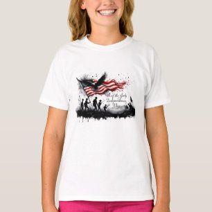 Camiseta Arte Patriótica de 4 de Julho com Bandeira e Solda