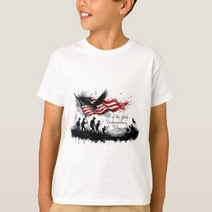 Camiseta Arte Patriótica de 4 de Julho com Bandeira e Solda
