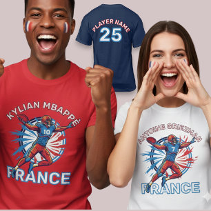Camiseta Arte Patriótica Dinâmica do Quaterback França Fute