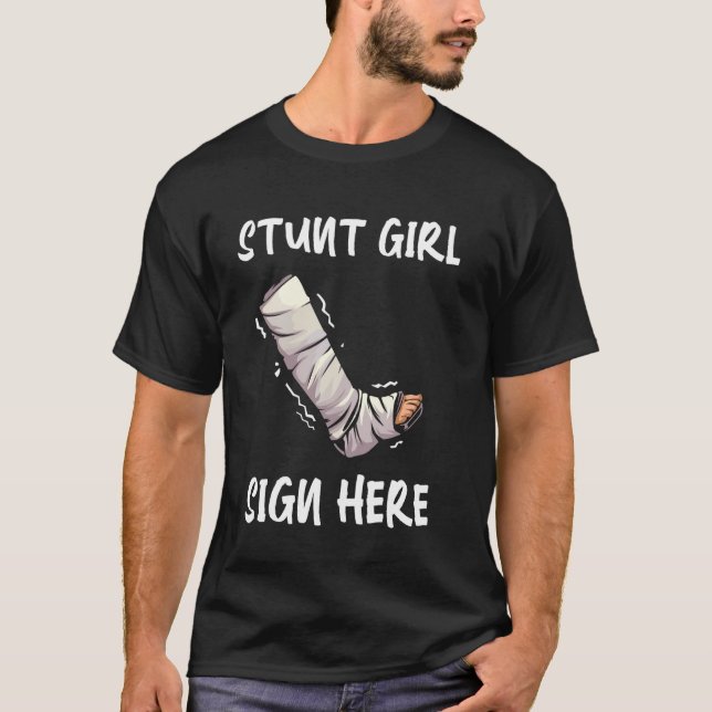 Camiseta Arte Perna Quebrada Para Mulheres Meninas Quebrada (Frente)