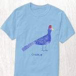 Camiseta Arte Personalizada De Aves De Cores-De-Água Difund<br><div class="desc">Uma pintura de aquarela divertida e caprichosa de uma ave Lady Ross Turaco. Altere o nome para personalizar ou remova-o se preferir. Ideal para um amante de os animais. Arte original de Nic Squirrell.</div>