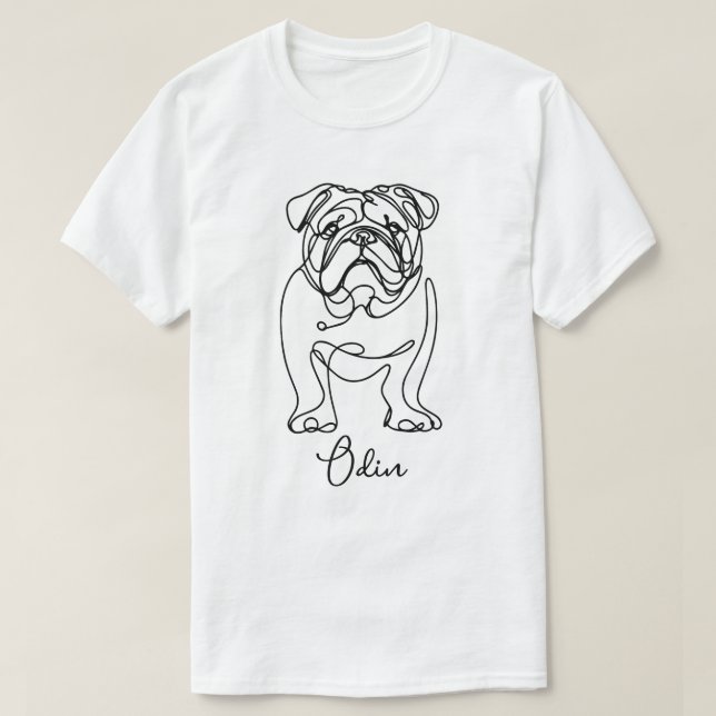 Camiseta Arte Personalizada de Linha Bulldog (Frente do Design)