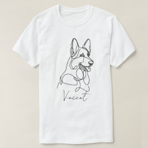 Camiseta Arte Personalizada de Linha de German shepherd
