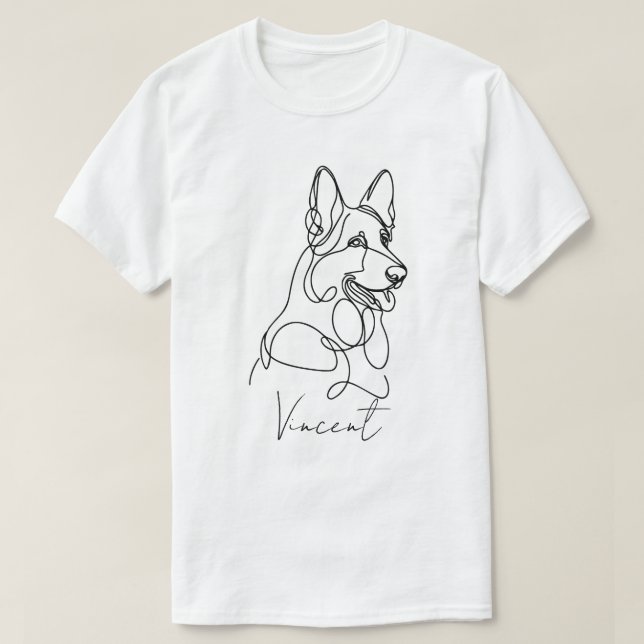 Camiseta Arte Personalizada de Linha de German shepherd (Frente do Design)