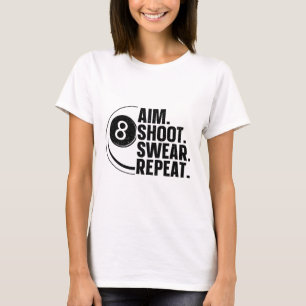 Camiseta Arte Piscina Engraçada Para Homens Mulheres Bilhar