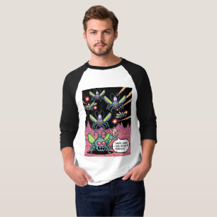 Camiseta Arte Pixel de Alienígenas Manti de Arcada Retro - 