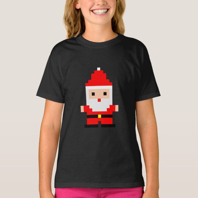 Camiseta Arte Pixel de Papai Noel 1 (Frente)