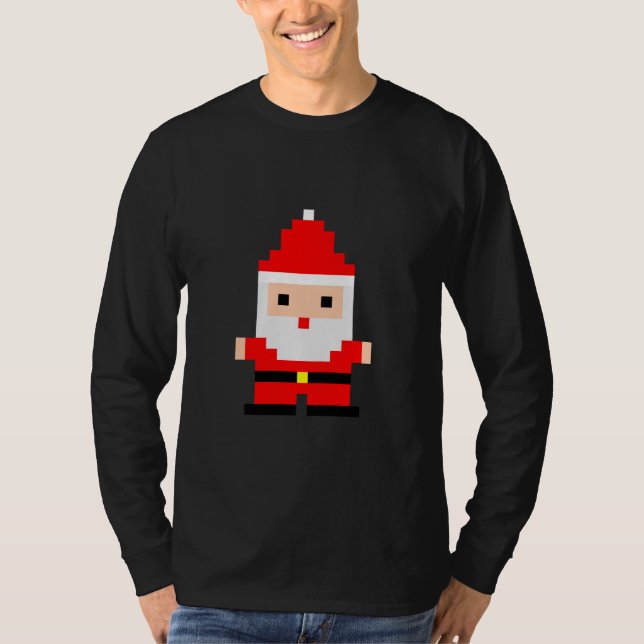 Camiseta Arte Pixel de Papai Noel 1 (Frente)