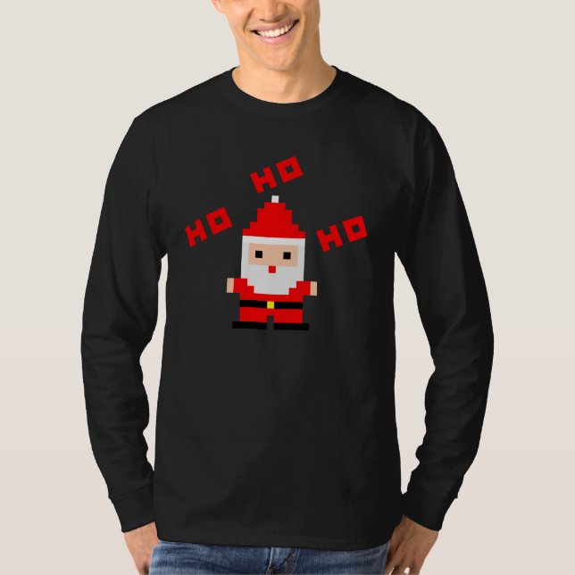 Camiseta Arte Pixel de Papai Noel 3 (Frente)