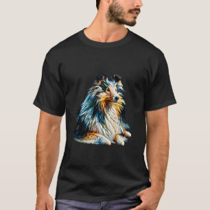 Camiseta Arte Poligonal Shetland Sheepdog Sheltie
