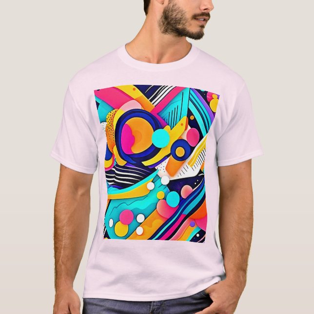Camiseta Arte Pop Abstrata Vibrante (Frente)